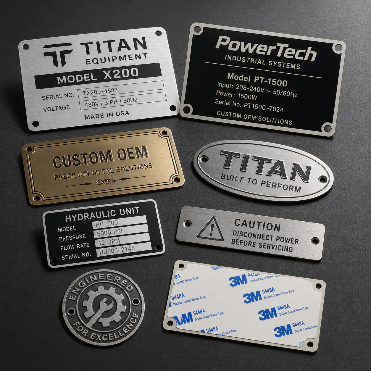 Placas de nombre metálicas para identificación profesional